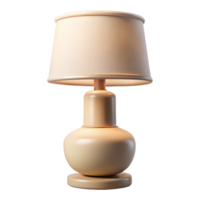 immaculate distinguisheModern ceramic table lamp, white glaze, cylindrical shape, fabric lampshade, soft lighting, front view, isolateon transparent background,high-resolution product photography png
