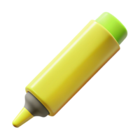 immaculate nostalgic gothic Highlighter pen, fluorescent yellow, cap off, nib visible, side view, soft lighting, isolateon transparent background,high-resolution product photography studio quality png