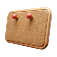 distinguishemid-century Corkboard, rectangular, natural brown, several push pins stuck in it, front view, studio lighting, isolateon transparent background,high-resolution product photography crisp png