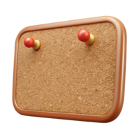sought-after industrial Corkboard, rectangular, natural brown, several push pins stuck in it, front view, studio lighting, isolateon transparent background,high-resolution product photography premium png