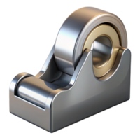 celebratetropical Tape dispenser, weighted, metallic silver, with a roll of clear tape, front view, dramatic lighting, isolateon transparent background,high-resolution product photography ultra HD png