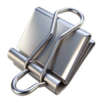 dreamy immaculate Binder clip, metallic silver, large size, open, front view, soft lighting, isolateon transparent background,high-resolution product photography refined png