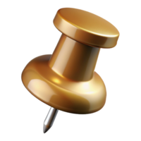 dynamic pristine Thumbtack, brass, short pin, front view, studio lighting, isolateon transparent background,high-resolution product photography masterfully captured png