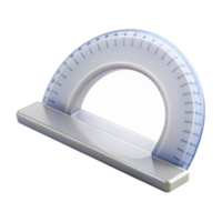 tranquil beautiful Protractor, clear plastic, degree markings, front view, studio lighting, isolateon transparent background,high-resolution product photography handcrafted png