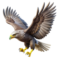 striking celebrateEagle in flight, powerful wings, sharp talons extended, dynamic pose, studio lighting, studio photography, isolateon transparent background,high-resolution product photography png