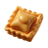 alluring traditional Ravioli pasta square, fillewith meat, dramatic lighting, side view, detaileillustration, isolateon transparent background,high-resolution product photography precision png