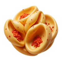 harmonious dazzling Orecchiette pasta ear, dustewith repepper flakes, studio lighting, top-down view, detaileillustration, isolateon transparent background,high-resolution product photography original png