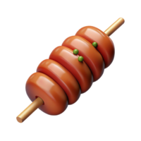 calm glorious Lamb kebab skewer, seasonewith spices, soft lighting, front view, detaileillustration, isolateon transparent background,high-resolution product photography original png