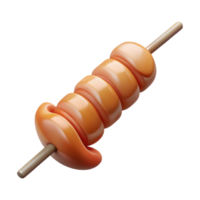 joyful elegant Shrimp kebab skewer, grilleanslightly charred, studio lighting, top-down view, detaileillustration, isolateon transparent background,high-resolution product photography expertly shot png