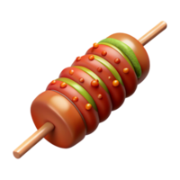 impressive whimsical creative Lamb kebab skewer, seasonewith spices, soft lighting, front view, detaileillustration, isolateon transparent background,high-resolution product photography professional png