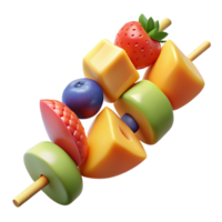melancholic wonderful Fruit kebab skewer, assorteberries anmelon, soft lighting, top-down view, detaileillustration, isolateon transparent background,high-resolution product photography genuine png