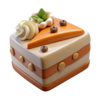 enchanting tropical Carrot cake slice, cream cheese frosting, walnuts, dramatic lighting, detaileillustration, isolateon transparent background,high-resolution product photography sharp png