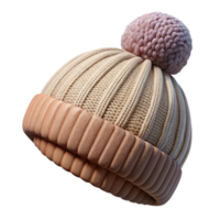 sought-after baroque Knittebeanie hat with a pompom, chunky cable knit, soft wool texture, soft lighting, front view, isolateon transparent background,high-resolution product photography sharp png