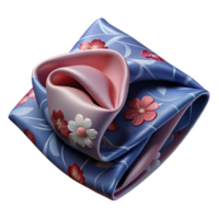 breathtaking signature Silk pocket square with a floral print, neatly folded, soft fabric, soft lighting, top-down view, isolateon transparent background,high-resolution product photography png