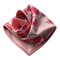 standout nordic Silk pocket square with a floral print, neatly folded, soft fabric, soft lighting, top-down view, isolateon transparent background,high-resolution product photography premium png