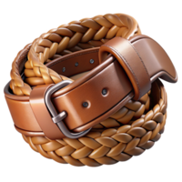 splendiartistic Leather belt with a braidedesign, contrasting stitching, distressefinish, dramatic lighting, with transparent background,high-resolution product photography sharp png