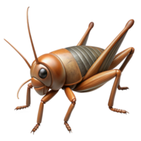 vibrant baroque Cricket with long antennae, brown body, detailelegs, side view, studio lighting, photorealistic, isolateon transparent background,high-resolution product photography flawless png