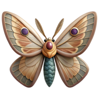 sumptuous elegant Moth with intricate wing patterns, feathery antennae, soft lighting, front view, photorealistic, isolateon transparent background,high-resolution product photography genuine png