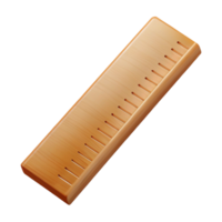 elegant avant-garde A wooden ruler with clear markings in inches ancentimeters, matte finish, top-down view, studio lighting, isolateon transparent background,high-resolution product photography sharp png