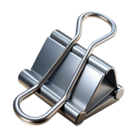 dazzling calm organic A metallic silver binder clip with a strong spring, matte finish, dramatic lighting, isolateon transparent background,high-resolution product photography gallery standard png