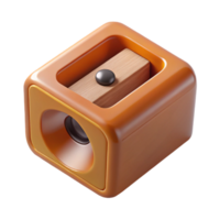 sumptuous signature A wooden pencil sharpener with a single pencil inserted, matte finish, studio lighting, isolateon transparent background,high-resolution product photography png