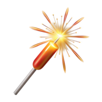 magnificent modern Single firework sparkler burning, bright light, motion blur, isolateon transparent background,high-resolution product photography refined png