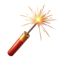 beautiful unparalleleSingle firework sparkler burning, bright light, motion blur, isolateon transparent background,high-resolution product photography png