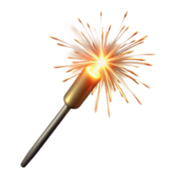 impressive quintessential Single firework sparkler burning, bright light, motion blur, isolateon transparent background,high-resolution product photography png