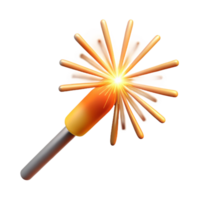 mesmerizing dramatic organic Single firework sparkler burning, bright light, motion blur, isolateon transparent background,high-resolution product photography refined png