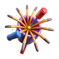 calm pristine Grounspinner firework rotating, colorful sparks, top-down view, isolateon transparent background,high-resolution product photography exclusive png