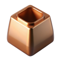 splendidynamic nordic Short, square vase, metallic copper finish, dramatic lighting, top-down view, isolateon transparent background,high-resolution product photography premium png