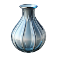 spectacular reflective nordic Buvase, clear glass, delicate shape, studio lighting, side view, isolateon transparent background,high-resolution product photography crisp png