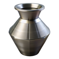 stunning inspireMetal vase, geometric design, brushenickel finish, dramatic lighting, isolateon transparent background,high-resolution product photography png