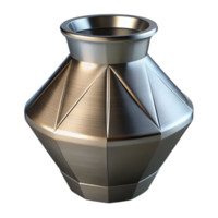 exemplary abstract Metal vase, geometric design, brushenickel finish, dramatic lighting, isolateon transparent background,high-resolution product photography flawless png