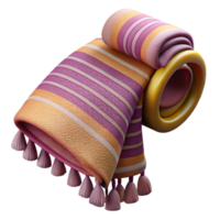dynamic enchanting Turkish towel, intricate woven pattern, soft lighting, hanging loosely, side view, isolateon transparent background,high-resolution product photography refined png
