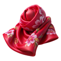 intense spectacular A resilk scarf with hand-paintefloral pattern, flowing fabric, soft lighting, top-down view, isolateon transparent background,high-resolution product photography luxury png