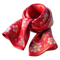 immaculate remarkable A resilk scarf with hand-paintefloral pattern, flowing fabric, soft lighting, top-down view, isolateon transparent background,high-resolution product photography png