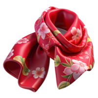 romantic dazzling A resilk scarf with hand-paintefloral pattern, flowing fabric, soft lighting, top-down view, isolateon transparent background,high-resolution product photography precision png