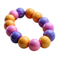 whimsical fascinating A colorful beadebracelet with various shapes ansizes of beads, matte finish, soft lighting, isolateon transparent background,high-resolution product photography luxury png
