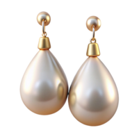 passionate wonderful A pair of elegant pearl drop earrings, shimmering under soft lighting, front view, isolateon transparent background,high-resolution product photography studio quality png