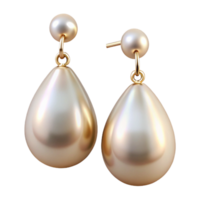 breathtaking tropical A pair of elegant pearl drop earrings, shimmering under soft lighting, front view, isolateon transparent background,high-resolution product photography elite png