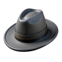 immaculate ethereal minimalist A stylish fedora hat made of felt, dark gray color, soft lighting, isolateon transparent background,high-resolution product photography museum quality png