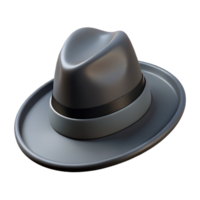 sought-after impressionist A stylish fedora hat made of felt, dark gray color, soft lighting, isolateon transparent background,high-resolution product photography expertly shot png