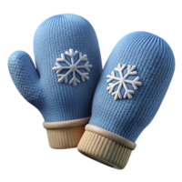 exquisite urban A pair of knittewool mittens with snowflake pattern, textureyarn, soft lighting, front view, isolateon transparent background,high-resolution product photography flawless png