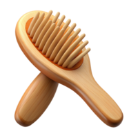 captivating creative A wooden hairbrush with natural bristles, smooth finish, soft lighting, top-down view, isolateon transparent background,high-resolution product photography elite png
