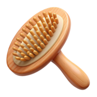 rare traditional A wooden hairbrush with natural bristles, smooth finish, soft lighting, top-down view, isolateon transparent background,high-resolution product photography original png