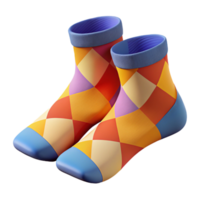 picturesque abstract A pair of colorful socks with a geometric pattern, knittefabric, soft lighting, front view, isolateon transparent background,high-resolution product photography top-tier png
