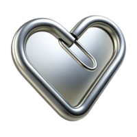 splendiabstract Paperclip, silver, bent into a heart shape, soft lighting, front view, artistic, isolateon transparent background,high-resolution product photography detailed png