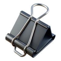 splendicreative Binder clip, black metal, large size, open, studio lighting, front view, photorealistic, isolateon transparent background,high-resolution product photography authentic png