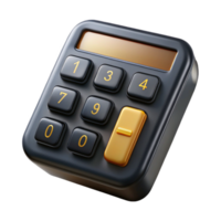 joyful pristine Calculator, solar-powered, black plastic, displaying , studio lighting, top-down view, photorealistic, isolateon transparent background,high-resolution product photography 4K png